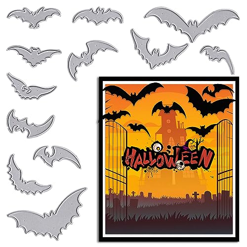 Hying Halloween Fledermäuse Stanzformen für Kartenherstellung, Halloween 12 Stile Vampir Fledermäuse Stanzform für Scrapbooking Papier Basteln Dekor DIY Fotoalbum Metall Winter Große Kleine von Hying