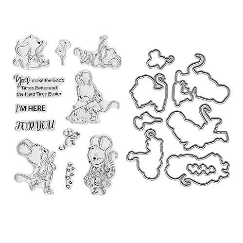 Transparente Stempel und Stanzformen für Kartenherstellung und Fotoalbum-Dekorationen, Grußwörter, transparente Gummistempel und niedliche Mäuse, für DIY Scrapbooking von Hying