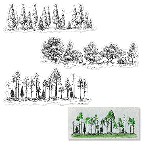 Wälder Baum Hintergründe Klare Stempel für Kartenherstellung Scrapbooking Basteln DIY Dekorationen, Baum Hintergrund Transparente Silikon Siegel Stempel für Prägen Album Handwerk von Hying