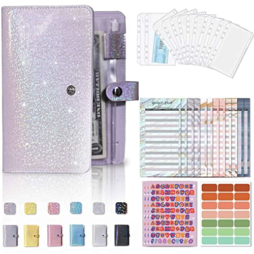 Budget Planner Deutsch, A6 Budget Binder Planer with Ordner Organizer/Geld Sparen Mappe for Cash Stuffing, 6 Ringbuch Budgetplaner Buch/Notizbuch mit Geldumschläge/Blätter/Etikett Aufkleber (Violett) von Hykiee