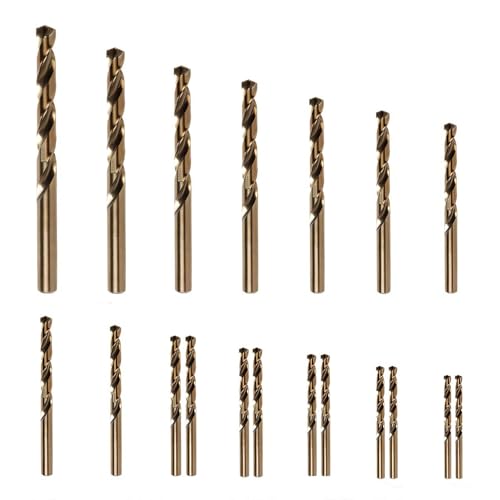 Hymnorq Metrisches Bohrer-Set, M35 Kobaltstahl, 1 mm bis 10 mm, 135 Grad Kreuzspitze, Doppeldrehnut, Bronze-Finish, mit PP-Kunststoff-Aufbewahrungskoffer, 19-teilig von Hymnorq