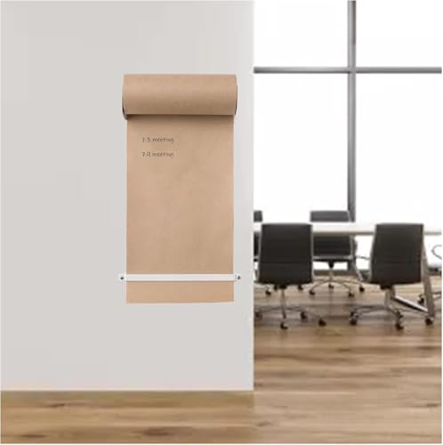 HynJGih Nachrichtentafel Kraftpapier Rolle Papierrollenhalter for Besprechungsräume, Kraftpapierspender und -Schneider, Wandkunst, weiße Stahlhalterung, for Doodle-Zeichenbrett(38inch/97cm Wide) von HynJGih