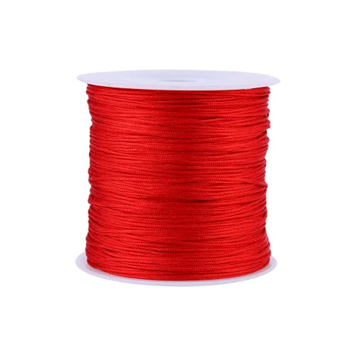 100M x 0,8 mm Nylon Chinesische Knotenschnur, Nylon Perlenschnur Knotenschnur Fadenschnur Rot für handgefertigten Haushalt Grußkarten/Partyzubehör von Hyuduo