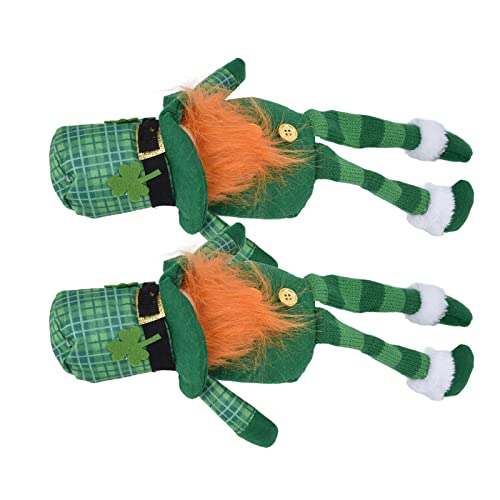 2 Stück St. Patrick's Day Gnomes Plüsch Dekoration Good Luck Leprechaun Doll Tablett Bauernhaus Dekorationen für Zuhause Tisch Ornamente 2er Set(Puppe mit langen Beinen und grünem Hut) von Hyuduo