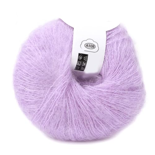 Beliebte Multi Farbe weiche Mohair Faser lange Angora Wolle Hand stricken Garn Roving für Weben Schals Thanksgiving DIY (violett) Strickwerkzeuge von Hyuduo