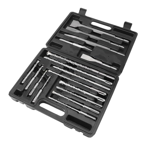 Hammer -Bohrmeißel Bit, 17pcs Runde Griff Design Hammerbohrmeißel Bit -Kombination mit Plastikbox, für Hammer -Bohrerbits von Hyuduo