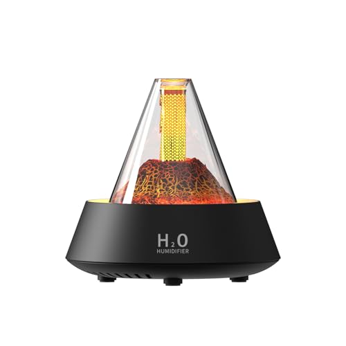 Hyunlai Aroma Diffusor 7-Farben Gradient Duftöl Diffuser ätherisches Öl Diffusor 80 ml kleine Lava Flamme Luftbefeuchter für Hotel Schlafzimmer Büro Wohnzimmer Yoga (schwarz) von Hyunlai