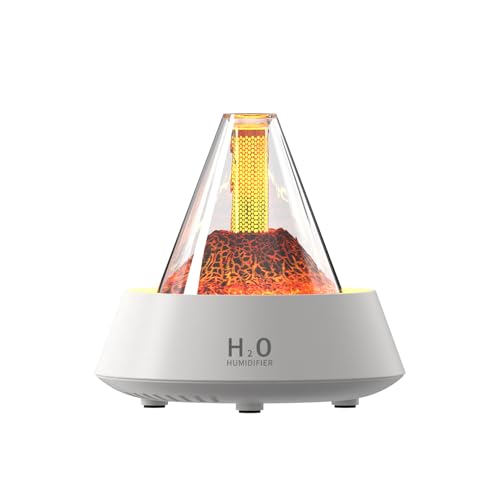 Hyunlai Aroma Diffusor 7-Farben Gradient Duftöl Diffuser ätherisches Öl Diffusor 80 ml kleine Lava Flamme Luftbefeuchter für Hotel Schlafzimmer Büro Wohnzimmer Yoga (weiß) von Hyunlai