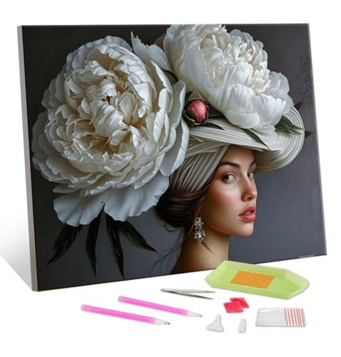 5D Diamond Painting Erwachsene Kits, DIY Blumen für Frauen Diamond Painting Bilder, Mosaikherstellung Malen Nach Zahlen Full Drill Stickerei Malerei Kits für Home Wand Dekorieren 40x50cm S-247 von Hyupuanj