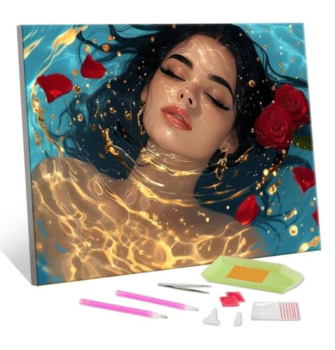 5D Diamond Painting Erwachsene Kits, DIY Frau Diamond Painting Bilder, Mosaikherstellung Malen Nach Zahlen Full Drill Stickerei Malerei Kits für Home Weihnachten Wand Dekorieren Geschenke 70x90cm S233 von Hyupuanj