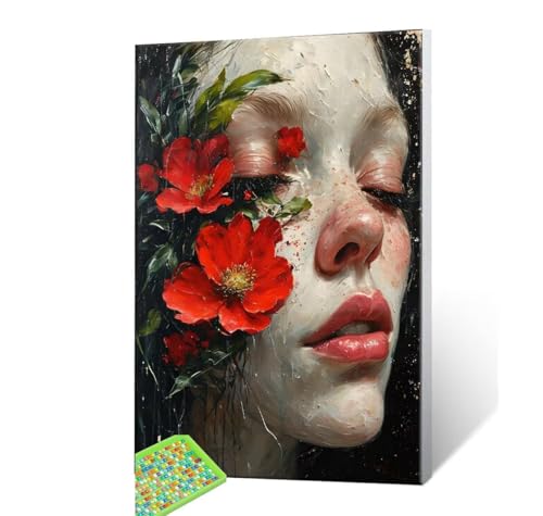 5D Diamond Painting Erwachsene Kits, DIY Frauen Blumen Diamond Painting Bilder, Mosaikherstellung Malen Nach Zahlen Full Drill Stickerei Malerei Kits für Home Weihnachten Wand Décor 40x50cm S239 von Hyupuanj