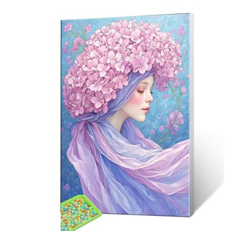 5D Diamond Painting Erwachsene Kits, DIY Frauen Hortensienblumen Diamond Painting Bilder, Mosaikherstellung Malen Nach Zahlen Full Drill Stickerei Malerei Kits für Home Wand Décor 100x130cm S222 von Hyupuanj