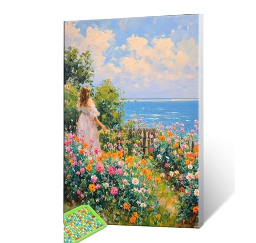 5D Diamond Painting Erwachsene Kits, DIY Frauen Landschaft Diamond Painting Bilder, Mosaikherstellung Malen Nach Zahlen Full Drill Stickerei Malerei Kits für Home Wand Dekorieren 40x50cm S-237 von Hyupuanj