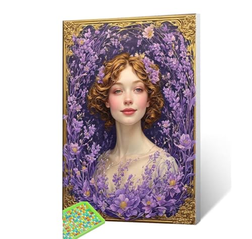 5D Diamond Painting Erwachsene Kits, DIY Frauen Lavendel Diamond Painting Bilder, Mosaikherstellung Malen Nach Zahlen Full Drill Stickerei Malerei Kits für Home Wand Dekorieren Geschenke 70x90cm S-224 von Hyupuanj