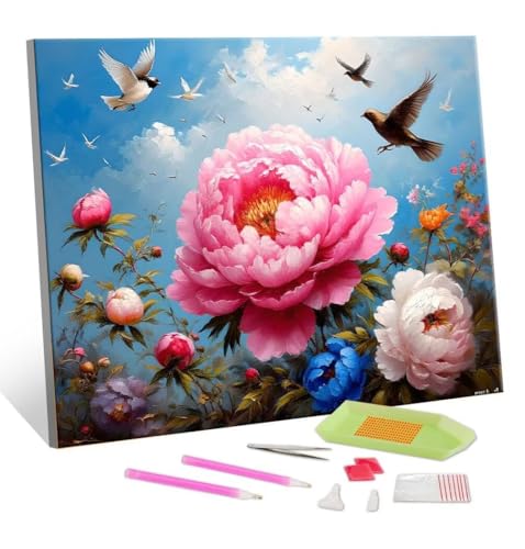 5D Diamond Painting Erwachsene Kits, DIY Subshrubby Pfingstrose Blume Diamond Painting Bilder, Mosaikherstellung Malen Nach Zahlen Full Drill Stickerei Malerei Kits für Home Wand Décor 100x130cm S-202 von Hyupuanj