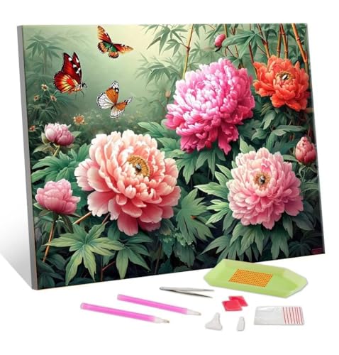 5D Diamond Painting Erwachsene Kits, DIY Subshrubby Pfingstrose Blume Diamond Painting Bilder, Mosaikherstellung Malen Nach Zahlen Full Drill Stickerei Malerei Kits für Home Wand Décor 100x130cm S-203 von Hyupuanj