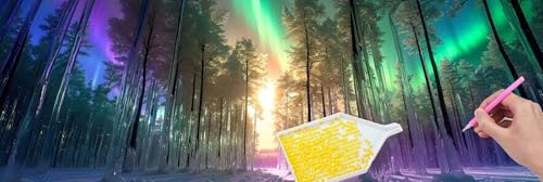 5D Diamond Painting Pictures Groß xxl, DIY Diamant Painting Bilder Kits, Aurora Forest Diamond Painting Set for Adults Beginners, Mosaic Making, Daiment Painting for Home Dekorieren 70x210 cm v-379 von Hyupuanj