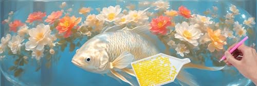 5D Diamond Painting Pictures Groß xxl, DIY Diamant Painting Bilder Kits, Blumen Fisch Diamond Painting Set for Adults Beginners, Mosaic Making, Daiment Painting for Home Dekorieren 100x300 cm v-337 von Hyupuanj