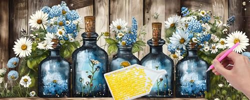 5D Diamond Painting Pictures Groß xxl, DIY Diamant Painting Bilder Kits, Blumen Flasche Diamond Painting Set for Adults Beginners, Mosaic Making, Daiment Painting for Home Dekorieren 100x300 cm v-319 von Hyupuanj