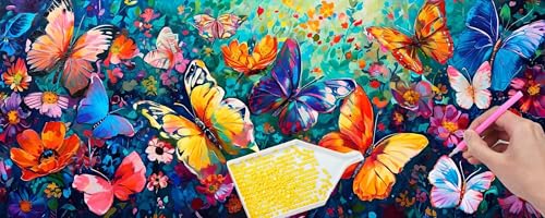 5D Diamond Painting Pictures Groß xxl, DIY Diamant Painting Bilder Kits, Blumen Schmetterlinge Diamond Painting Set for Adults Beginners, Mosaic Making, Daiment Painting for Home Decor 60x180 cm v-326 von Hyupuanj