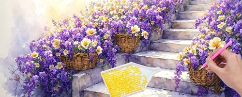 5D Diamond Painting Pictures Groß xxl, DIY Diamant Painting Bilder Kits, Blumen Violett Diamond Painting Set for Adults Beginners, Mosaic Making, Daiment Painting for Home Dekorieren 35x105 cm v-317 von Hyupuanj