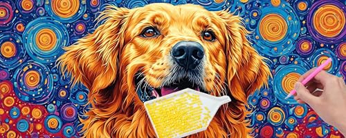 5D Diamond Painting Pictures Groß xxl, DIY Diamant Painting Bilder Kits, Golden Retriever Diamond Painting Set for Adults Beginners, Mosaic Making, Daiment Painting for Home Decor 90x270 cm v-386 von Hyupuanj