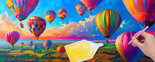 5D Diamond Painting Pictures Groß xxl, DIY Diamant Painting Bilder Kits, Heißluftballon Diamond Painting Set for Adults Beginners, Mosaic Making, Daiment Painting for Home Dekorieren 35x105 cm v-617 von Hyupuanj