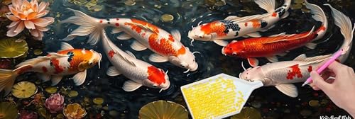 5D Diamond Painting Pictures Groß xxl, DIY Diamant Painting Bilder Kits, Koi Fisch Diamond Painting Set for Adults Beginners, Mosaic Making, Daiment Painting for Home Dekorieren 80x240 cm v-396 von Hyupuanj