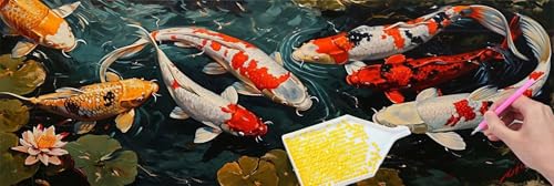 5D Diamond Painting Pictures Groß xxl, DIY Diamant Painting Bilder Kits, Koi Fisch Diamond Painting Set for Adults Beginners, Mosaic Making, Daiment Painting for Home Dekorieren 80x240 cm v-399 von Hyupuanj