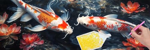 5D Diamond Painting Pictures Groß xxl, DIY Diamant Painting Bilder Kits, Koi Fische Diamond Painting Set for Adults Beginners, Mosaic Making, Daiment Painting for Home Dekorieren 90x270 cm v-392 von Hyupuanj