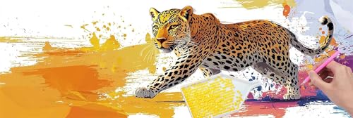 5D Diamond Painting Pictures Groß xxl, DIY Diamant Painting Bilder Kits, Leopard Diamond Painting Set for Adults Beginners, Mosaic Making, Daiment Painting for Home Dekorieren 100x300 cm v-307 von Hyupuanj