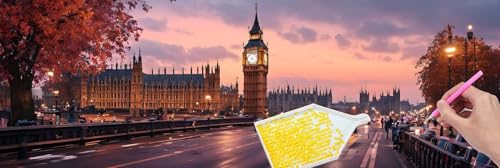 5D Diamond Painting Pictures Groß xxl, DIY Diamant Painting Bilder Kits, London Big Ben Diamond Painting Set for Adults Beginners, Mosaic Making, Daiment Painting for Home Dekorieren 35x105 cm v-491 von Hyupuanj