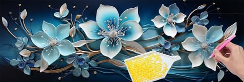 Diamond Painting Erwachsene Groß xxl, 5D Blumen Blau Diamant Painting Bilder Anfänger, DIY Quadrat Vollbohrer Diamanten Malerei Stickerei Kreuzstich Geschenke Home Wand Dekor Geschenk 100x300 cm n-330 von Hyupuanj