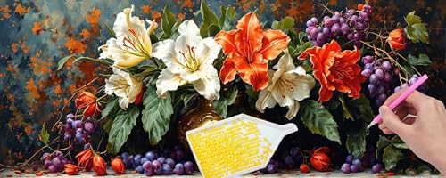 Diamond Painting Erwachsene Groß xxl, 5D Blumen Vase Diamant Painting Bilder Anfänger, DIY Quadrat Vollbohrer Diamanten Malerei Stickerei Kreuzstich Geschenke Home Wand Dekor Geschenk 30x90 cm n-311 von Hyupuanj