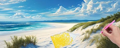 Diamond Painting Erwachsene Groß xxl, 5D Dune Beach Diamant Painting Bilder Anfänger, DIY Quadrat Vollbohrer Diamanten Malerei Stickerei Kreuzstich Geschenke Home Wand Dekor Geschenk 40x120 cm n-657 von Hyupuanj