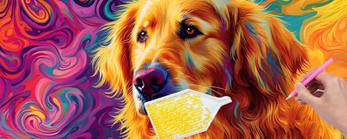 Diamond Painting Erwachsene Groß xxl, 5D Golden Retriever Diamant Painting Bilder Anfänger, DIY Quadrat Vollbohrer Diamanten Malerei Stickerei Kreuzstich Geschenke Home Wand Dekor 90x270 cm n-385 von Hyupuanj