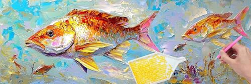 Diamond Painting Erwachsene Groß xxl, 5D Goldfisch Diamant Painting Bilder Anfänger, DIY Quadrat Vollbohrer Diamanten Malerei Stickerei Kreuzstich Geschenke Home Wand Dekor Geschenk 100x300 cm n-387 von Hyupuanj