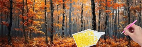 Diamond Painting Erwachsene Groß xxl, 5D Herbst Wald Diamant Painting Bilder Anfänger, DIY Quadrat Vollbohrer Diamanten Malerei Stickerei Kreuzstich Geschenke Home Wand Dekor Geschenk 40x120 cm n-615 von Hyupuanj