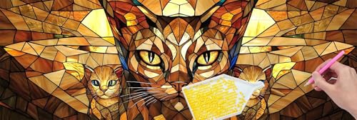 Diamond Painting Erwachsene Groß xxl, 5D Katze Diamant Painting Bilder Anfänger, DIY Quadrat Vollbohrer Diamanten Malerei Stickerei Kreuzstich Geschenke Home Wand Dekorieren Geschenk 40x120 cm n-510 von Hyupuanj