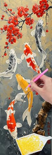 Diamond Painting Erwachsene Groß xxl, 5D Koi Fisch Diamant Painting Bilder Anfänger, DIY Quadrat Vollbohrer Diamanten Malerei Stickerei Kreuzstich Geschenke Home Wand Dekor Geschenk 80x240 cm n-398 von Hyupuanj