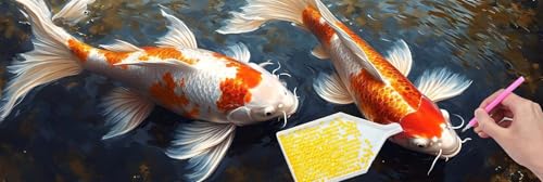 Diamond Painting Erwachsene Groß xxl, 5D Koi Fische Diamant Painting Bilder Anfänger, DIY Quadrat Vollbohrer Diamanten Malerei Stickerei Kreuzstich Geschenke Home Wand Dekor Geschenk 100x300 cm n-390 von Hyupuanj