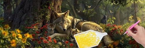 Diamond Painting Erwachsene Groß xxl, 5D Wald Wolf Diamant Painting Bilder Anfänger, DIY Quadrat Vollbohrer Diamanten Malerei Stickerei Kreuzstich Geschenke Home Wand Dekor Geschenk 40x120 cm n-639 von Hyupuanj