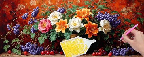 Diamond Painting Kits for Erwachsene Groß, 5D Diamant Painting Kinder Set, Full Drill DIY Diamond Painting Blumen Früchte Arts Craft Pictures for as a Relaxation and Wall Dekor Geschenk 50x150 cm B316 von Hyupuanj