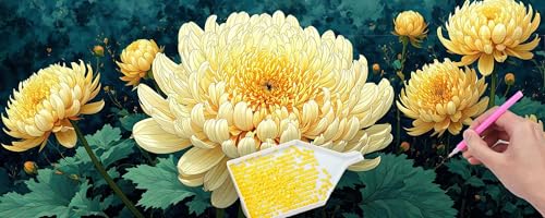 Diamond Painting Kits for Erwachsene Groß, 5D Diamant Painting Kinder Set, Full Drill DIY Diamond Painting Chrysantheme Arts Craft Pictures for as a Relaxation and Wall Dekor Geschenk 100x300 cm B-407 von Hyupuanj