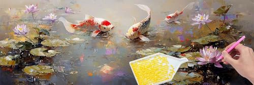 Diamond Painting Kits for Erwachsene Groß, 5D Diamant Painting Kinder Set, Full Drill DIY Diamond Painting Koi Fisch Arts Craft Pictures for as a Relaxation and Wall Dekor Geschenk 100x300 cm B-401 von Hyupuanj