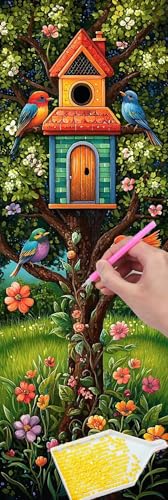 Diamond Painting Kits for Erwachsene Groß, 5D Diamant Painting Kinder Set, Full Drill DIY Diamond Painting Wald Vogelhaus Arts Craft Pictures for as a Relaxation and Wall Dekor Geschenk 35x105 cm B651 von Hyupuanj