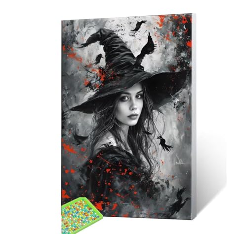 Diamond Painting Kits für Erwachsene Kinder DIY 5D Diamond Art Hexe Paint mit Runden Diamond Full Drill Gem Art Painting Kit Diamond Painting Zubehör, für Home Wall Decor Geschenke 60x80cm S-258 von Hyupuanj