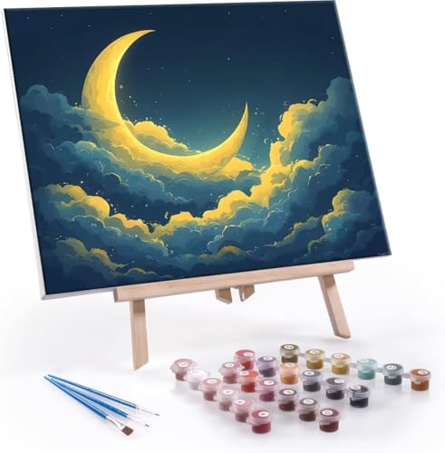 Hyupuanj Malen Nach Zahlen Erwachsene, Paint by Numbers Malen Nach Zahlen, DIY Mond mit Pinseln und Acrylfarben Handgemalt Ölgemälde Leinwand für Home Deko Geschenke, Ohne Rahmen 100x130 cm J-977 von Hyupuanj