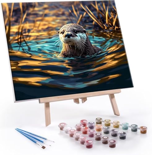 Hyupuanj Malen Nach Zahlen Erwachsene, Paint by Numbers Malen Nach Zahlen, DIY Seeotter mit Pinseln und Acrylfarben Handgemalt Ölgemälde Leinwand für Home Deko Geschenke, Ohne Rahmen 100x130 cm J-193 von Hyupuanj