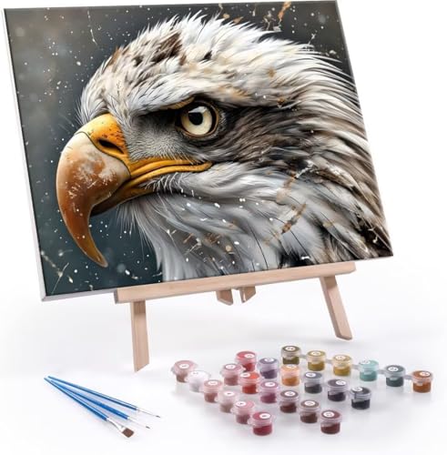 Hyupuanj Malen Nach Zahlen Erwachsene Adler - Malen Nach Zahlen für Kinder AnfäNger, Knitterfreie Leinwand, Pinsels Und Acrylfarbe - ohne Rand DIY Handgemalt öLgemäLde Kit Als Geschenk 60x80 cm L-943 von Hyupuanj